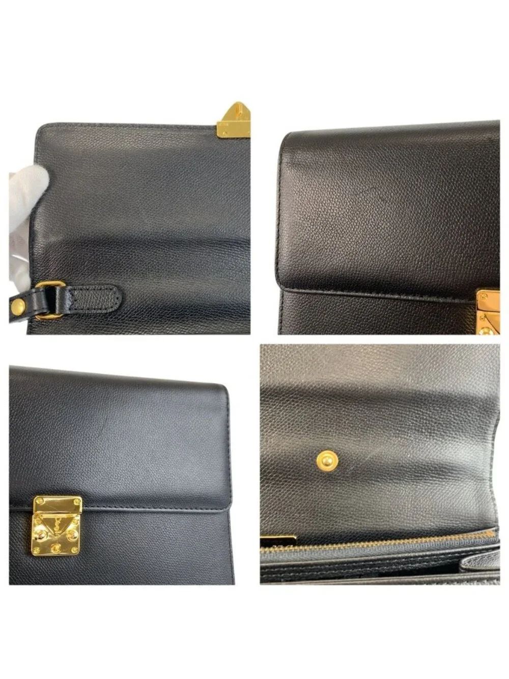 Saint Laurent Yves Vintage YSL Black Gold Clutch - Picture 5 of 9